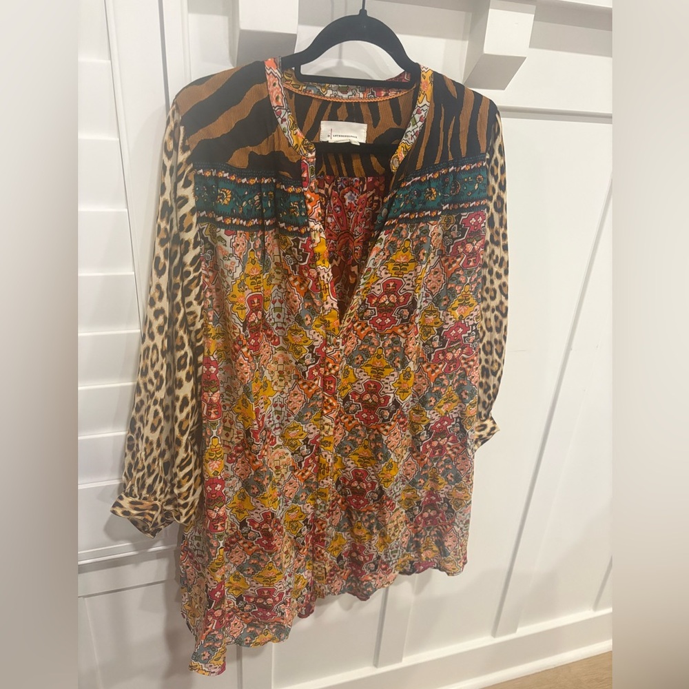 Anthropologie Oversized Multi Patterned Blouse Si… - image 2